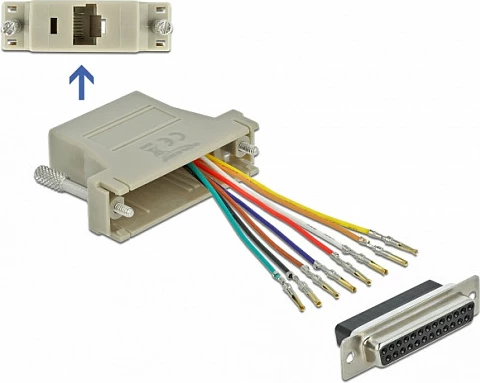 Adapter DeLOCK D-Sub 25-pin (femër) në RJ45 (femër), kit montimi, gri
