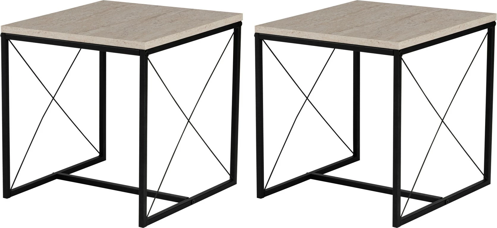 Set tavolinash kafeje Hanah Home, Defne, e zezë, travertin