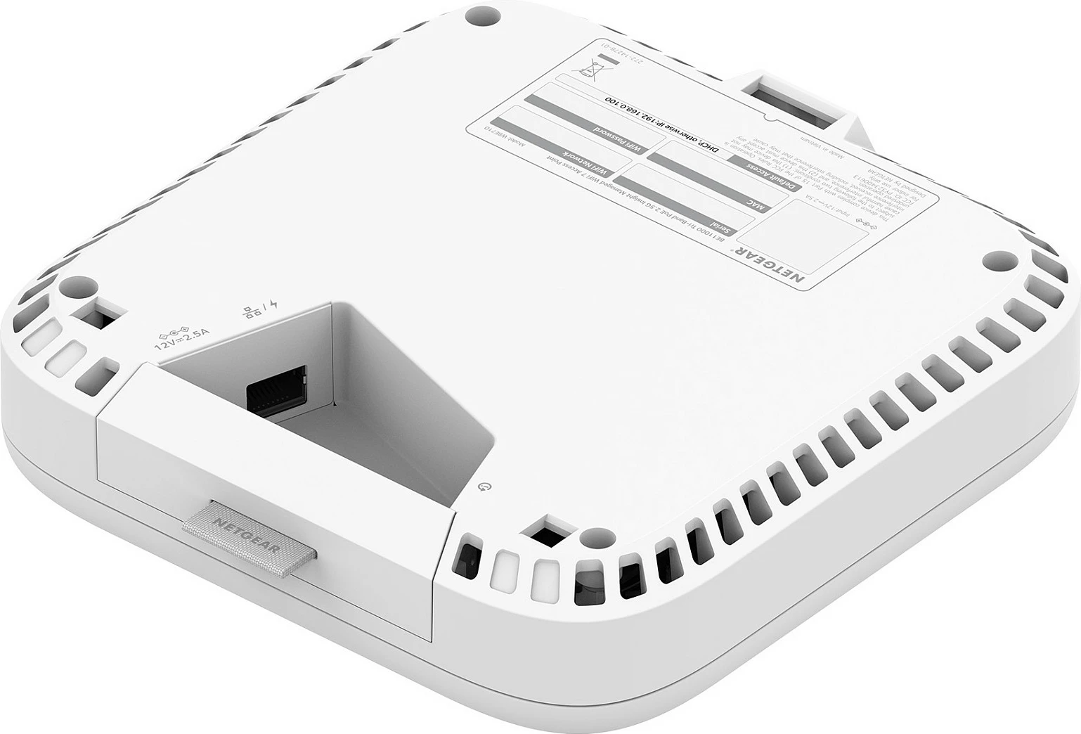 Access point Wi‑Fi NETGEAR WBE718, tri-band 2.4/5/6 GHz, Wi‑Fi 7, 2.5G PoE, i bardhë