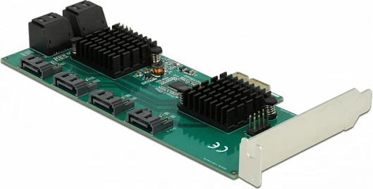 Kartelë zgjerimi PCIe DeLOCK x1, 8-Port SATA 6 Gbit/s, Low-Profile, e zezë/jeshile/gri