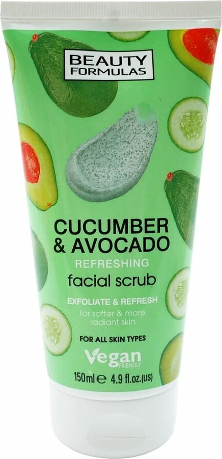 Scrub për fytyrë Beauty Formulas Cucumber & Avocado, 150 ml