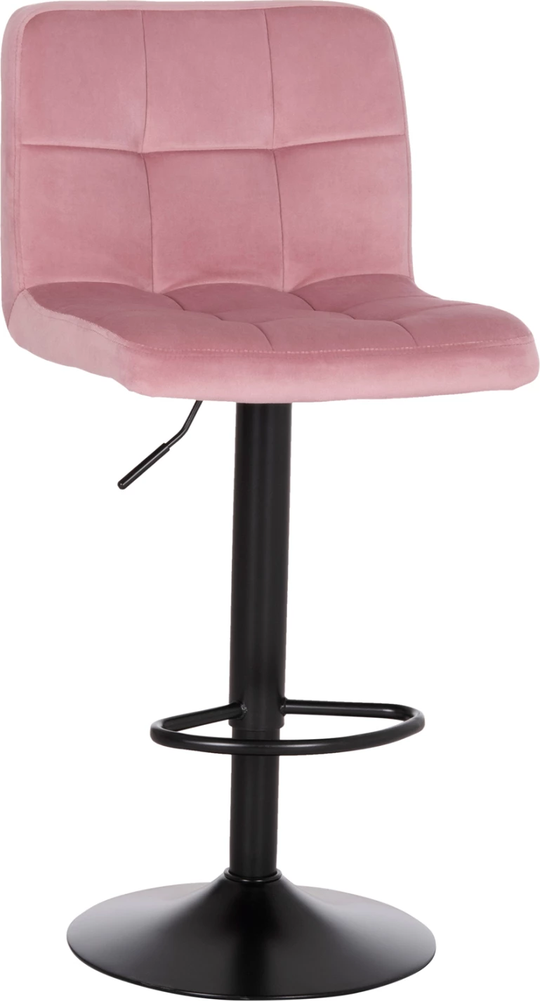 Karrige për bar rrotulluese DIANA, kadife rozë e zbehtë, metal i zi mat, FH202.42, 44x52x109cm, set prej 2 copësh