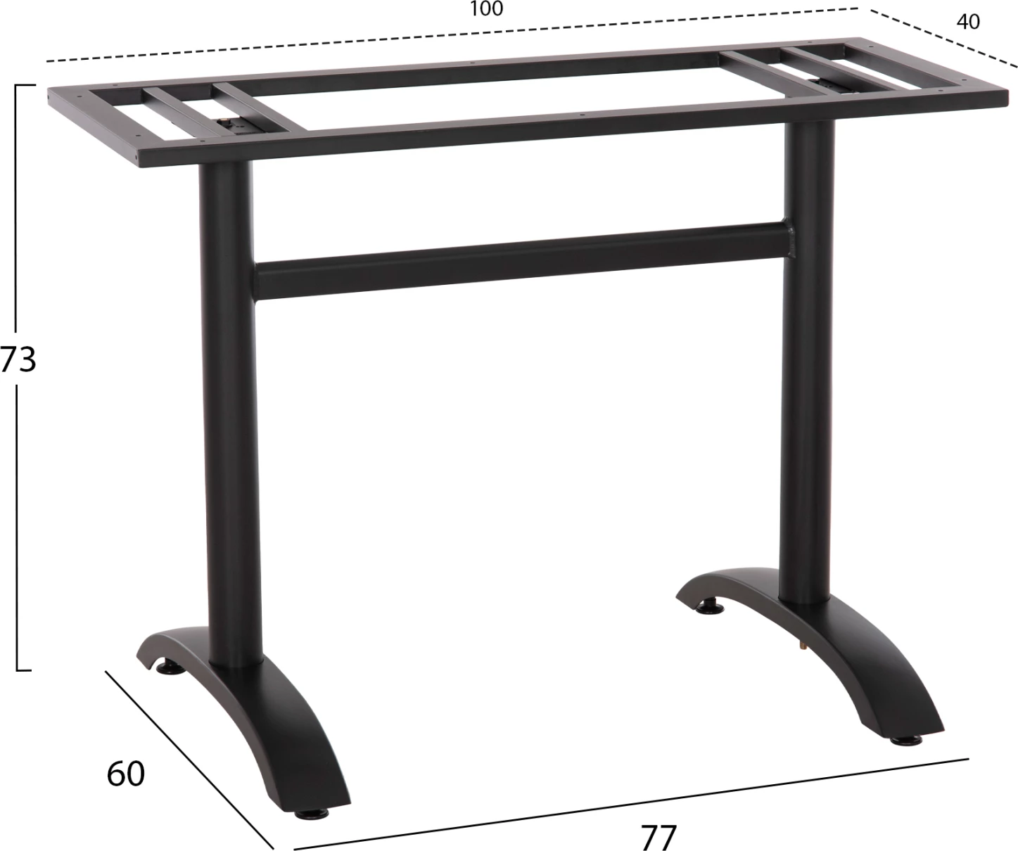 Bazë për tavolinë, metalike, ngjyrë e zezë mat, FH461.11, 100x40x73 cm