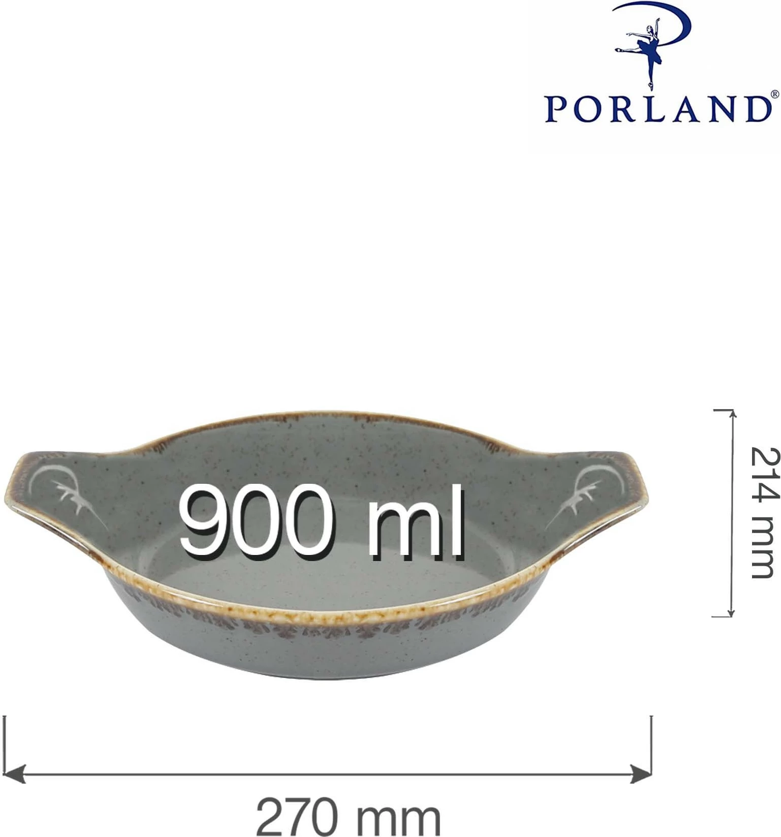 Tavë pjekjeje Porland Seasons Stone 900 ml, 270 mm (Ø210 mm), set 6 copë, gri e errët