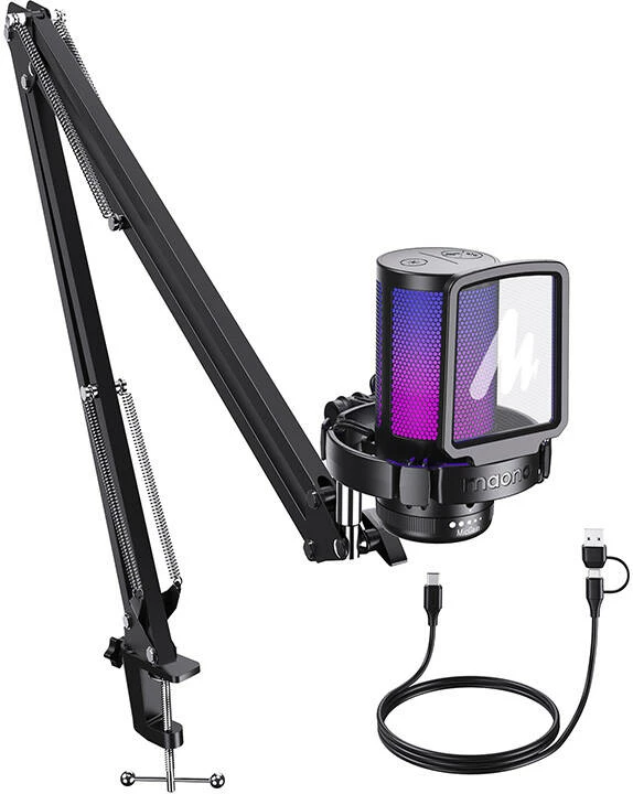 Mikrofon gaming Maono DGM20 S, kondensator, me ndriçim RGB, i zi
