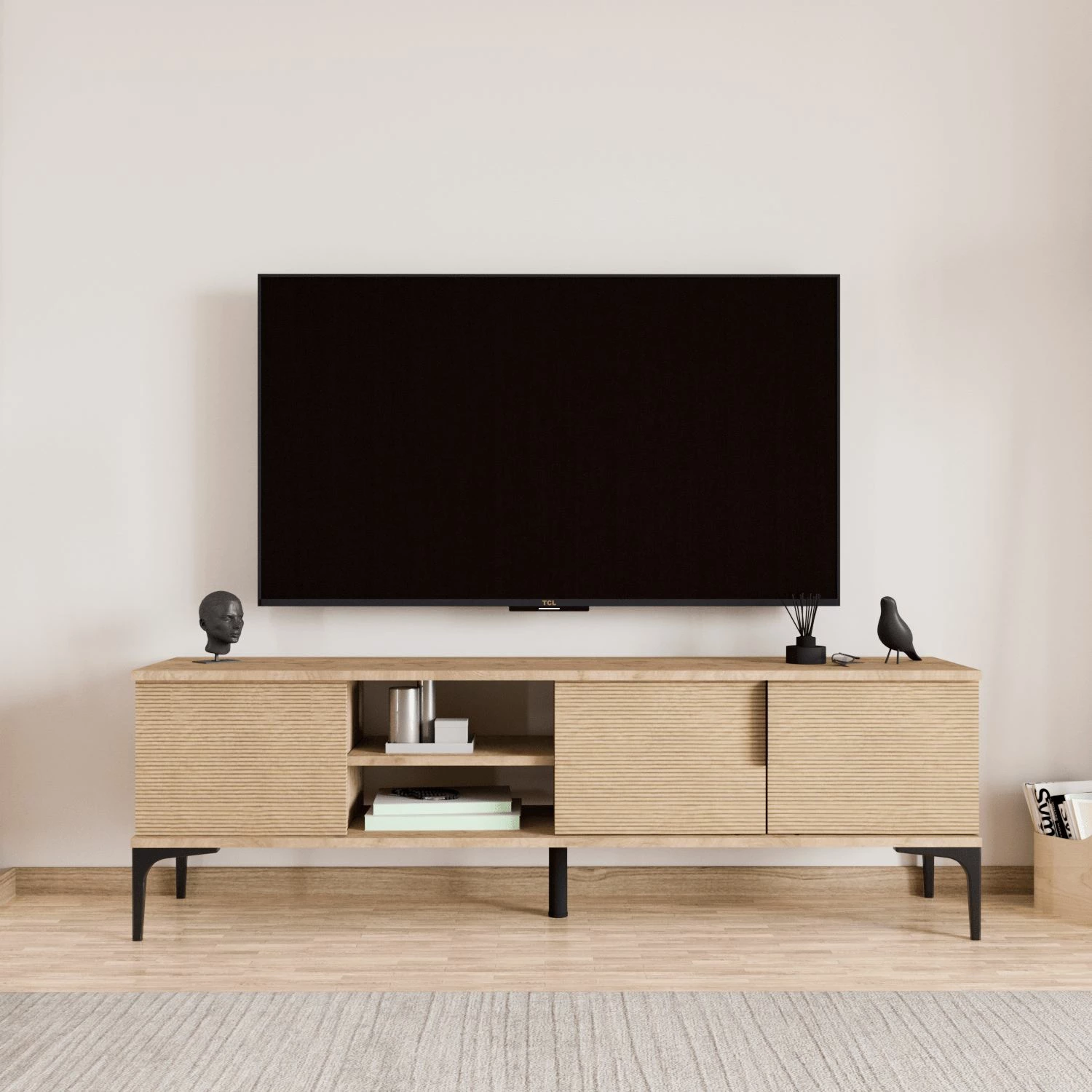 Komodë TV Skye Decor, ngjyrë lisi, Tarz