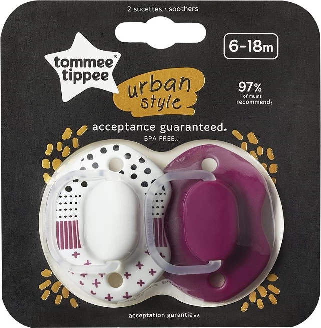 Biberon për fëmijë Tommee Tippee Soothing Pacifier 6-18 muaj, 2 copë