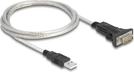 Adapter DeLOCK USB 2.0 Type-A në Serial RS-422/485 (DB-9 + bllok terminali 6-pin), 1 m, zi/transparent