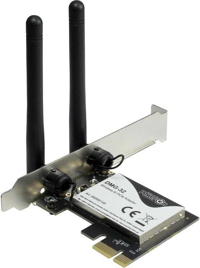 Adapter Wi‑Fi PCIe Inter‑Tech DMG-32, Wi‑Fi 5, 650Mbps, 2x antena 2dBi, e zezë