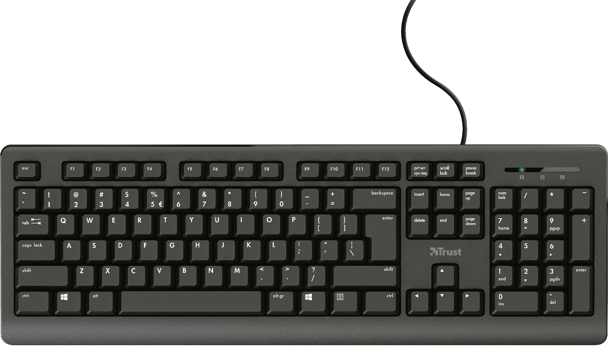 Tastierë Trust TK-150, full-size, USB me kabllo, QWERTZ, e zezë