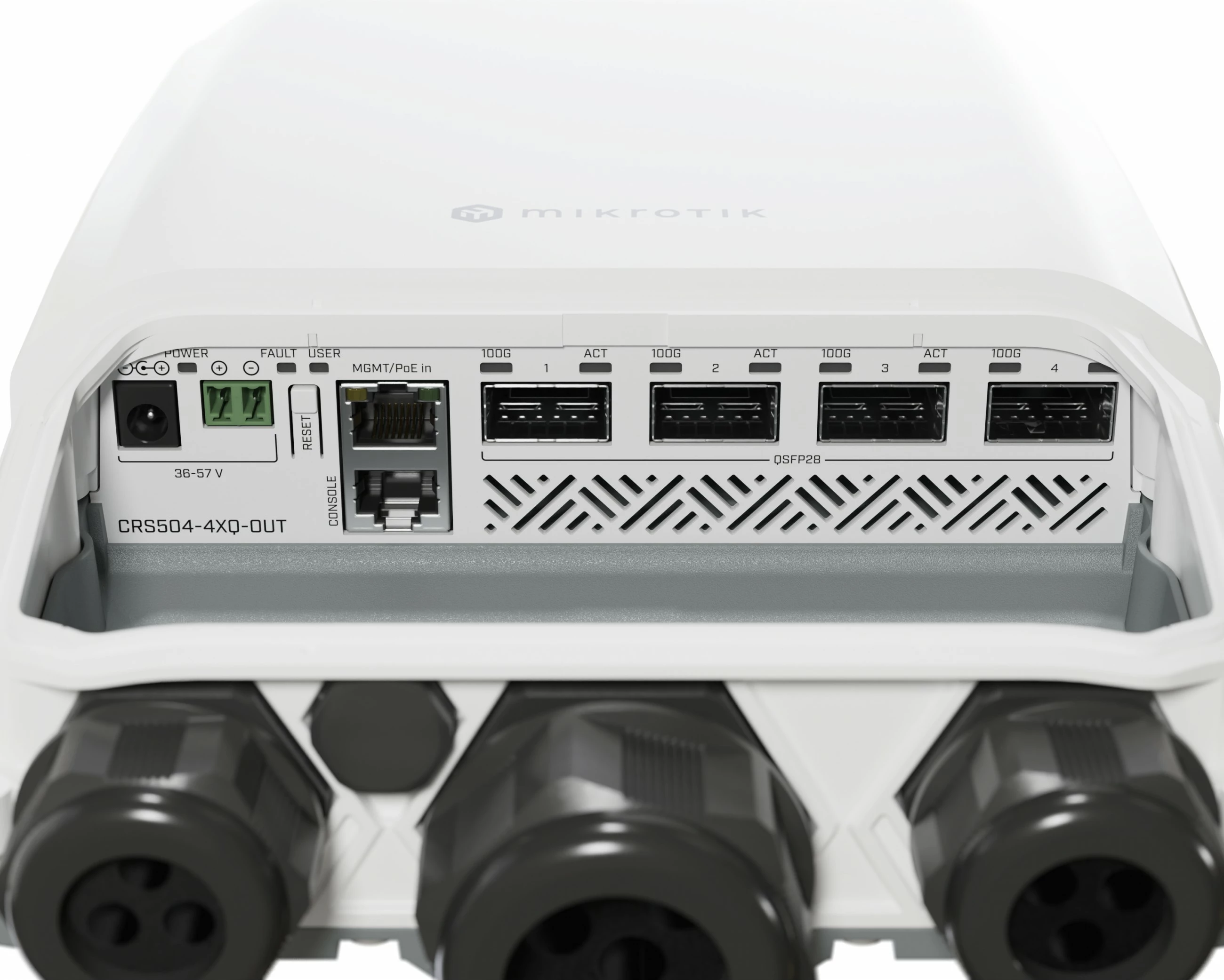 Switch MikroTik CRS504-4XQ-OUT, Managed, L3, Fast Ethernet, i bardhë