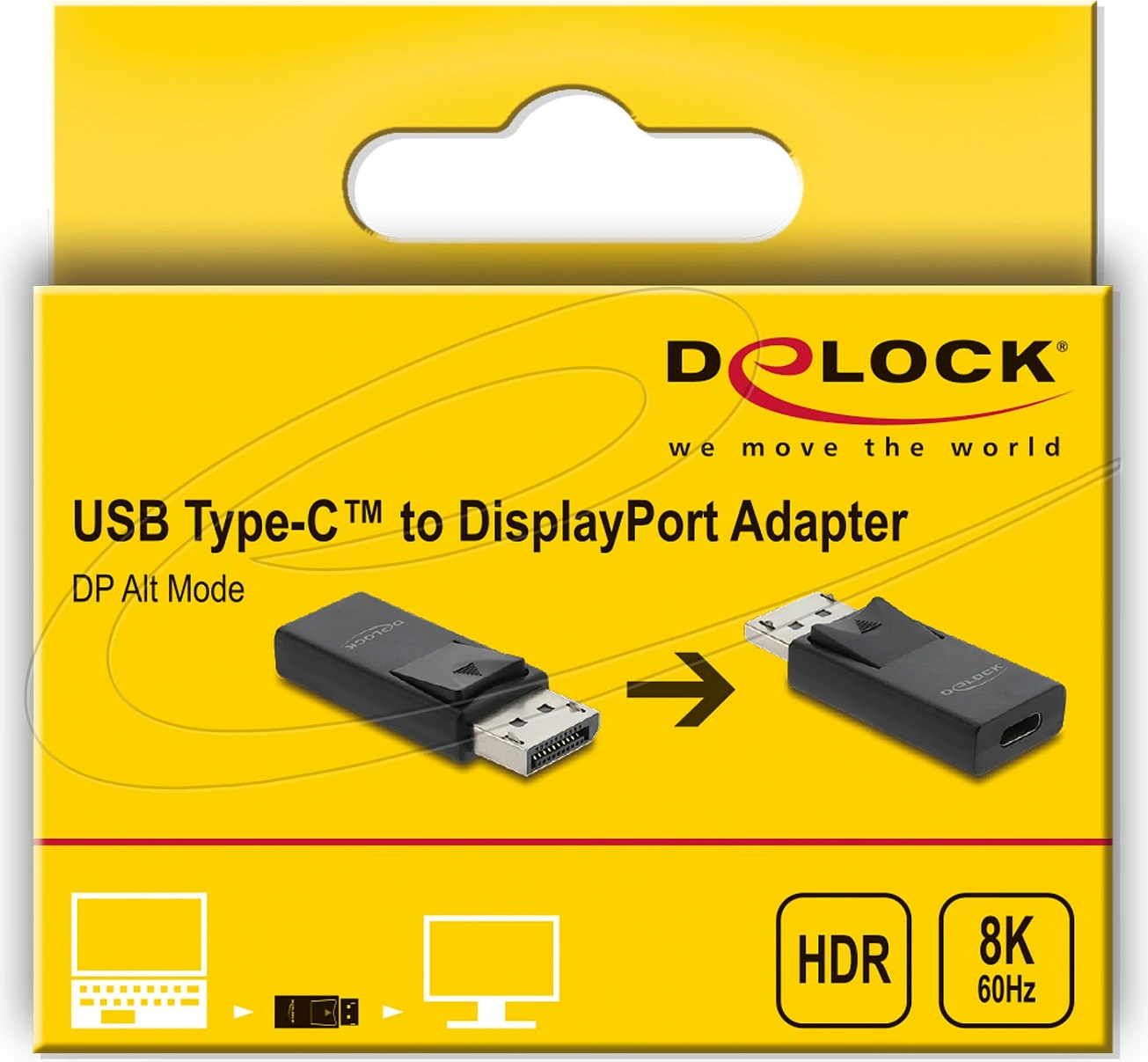 Adapter DeLOCK 61078 USB Type-C në DisplayPort, 8K 60Hz, DP 2.1, i zi