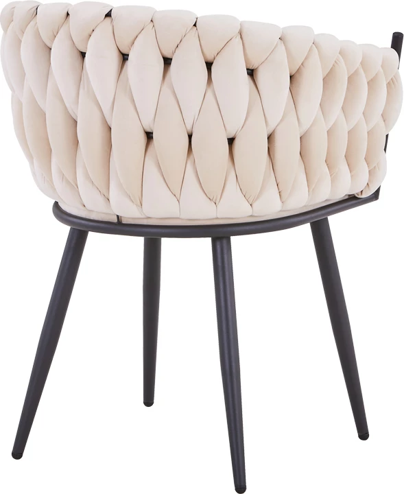 Karrige Vivian, kadife bezhë, këmbë metali të zi, 61x55x80cm