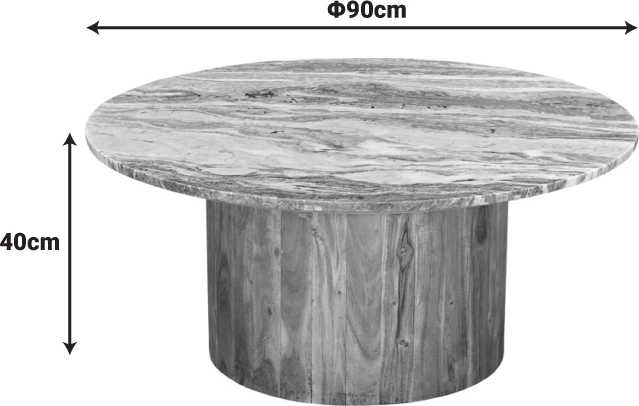 Set tavolinash kafeje Sergy, 2 copë, dru akacie natyrale, sipërfaqe mermeri