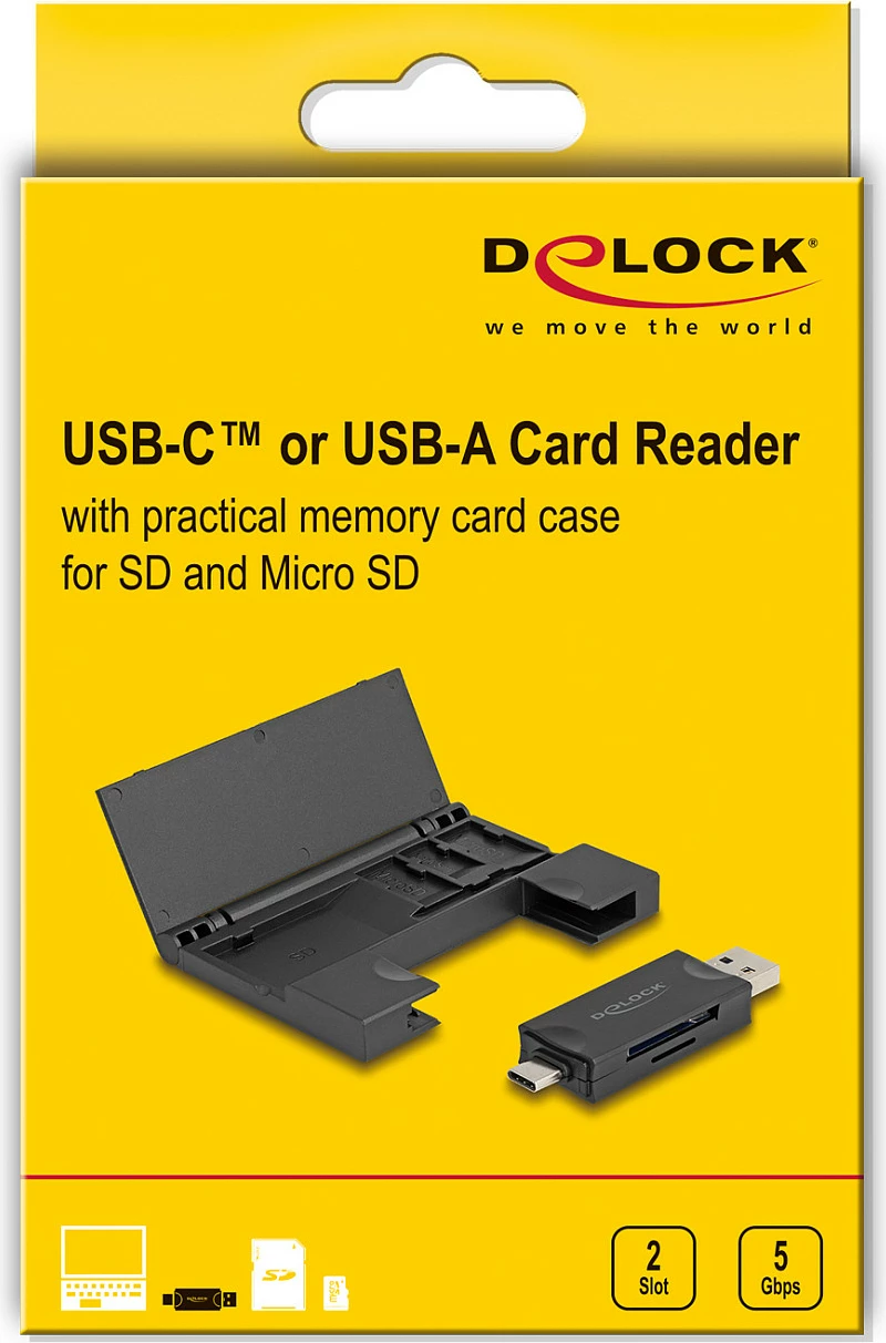 Lexues kartelash DeLOCK 91014, USB-A/USB-C, SD/MicroSD/MMC, 5 Gbit/s, i zi