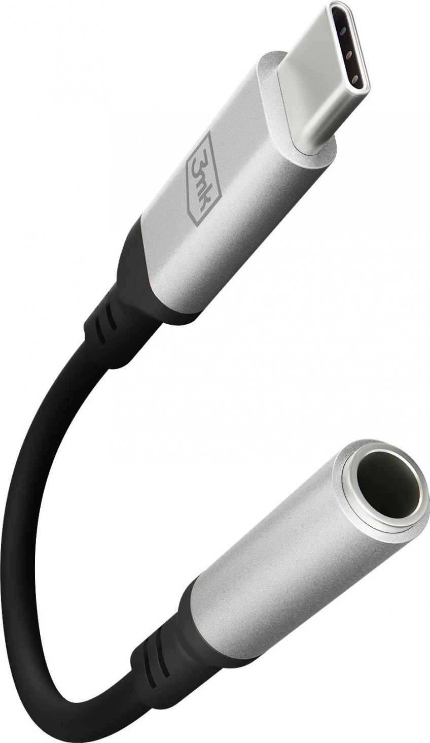Adapter 3MK USB-C - miniJack, argjendtë-zi