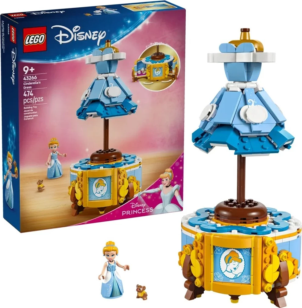 Set lodrash LEGO Disney 43266 Cinderella's Dress, me minifigurë, për fëmijë 9+