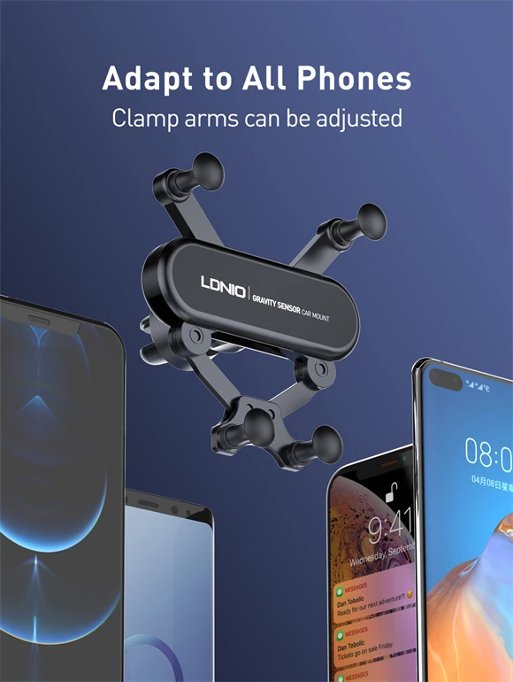 Mbajtëse telefoni LDNIO MG03 gravity për grilë ventilimi, 360°, ABS, e zezë