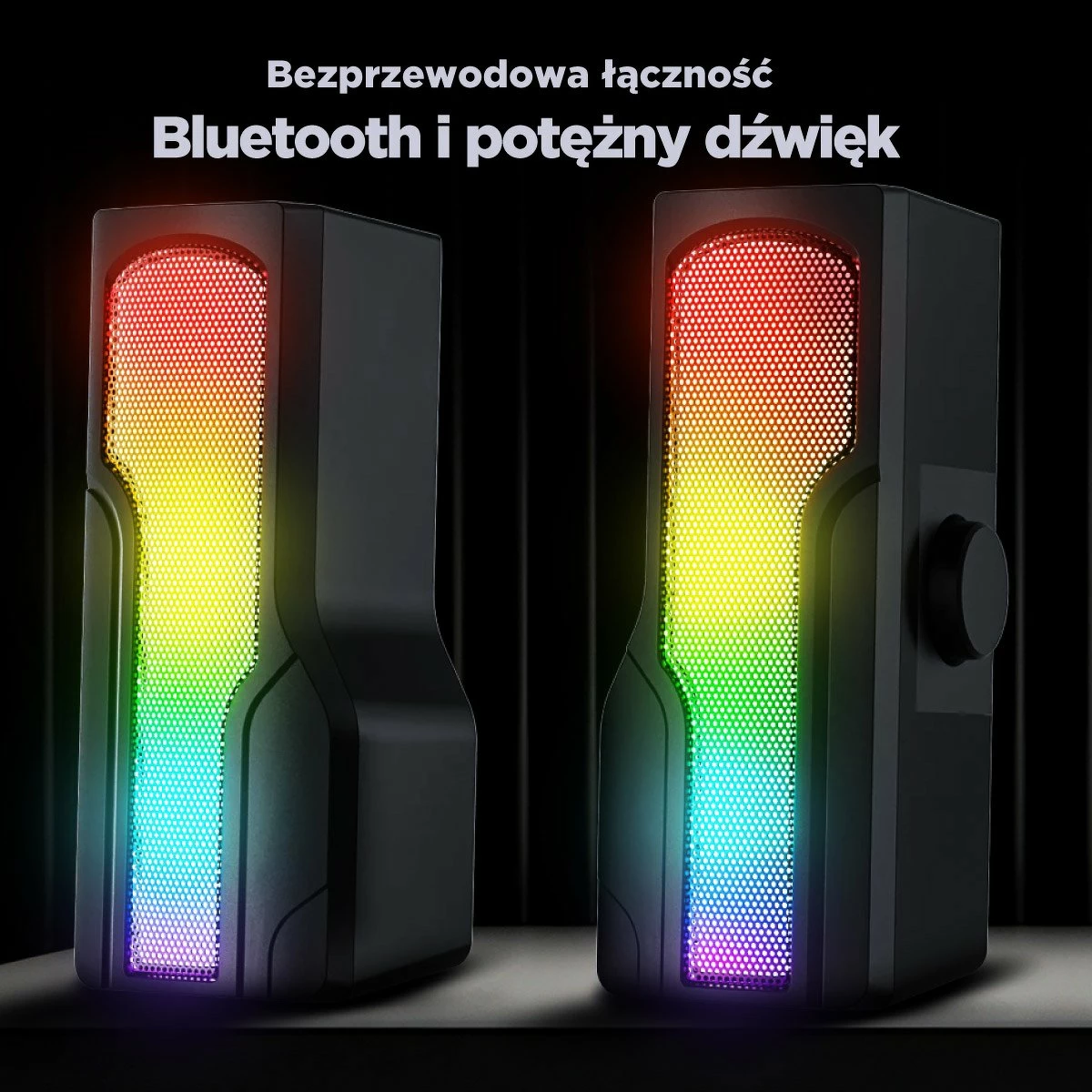 Altoparlantë gaming Rampage Arty X13 2.0 Bluetooth, RGB, USB 5V, të zeza