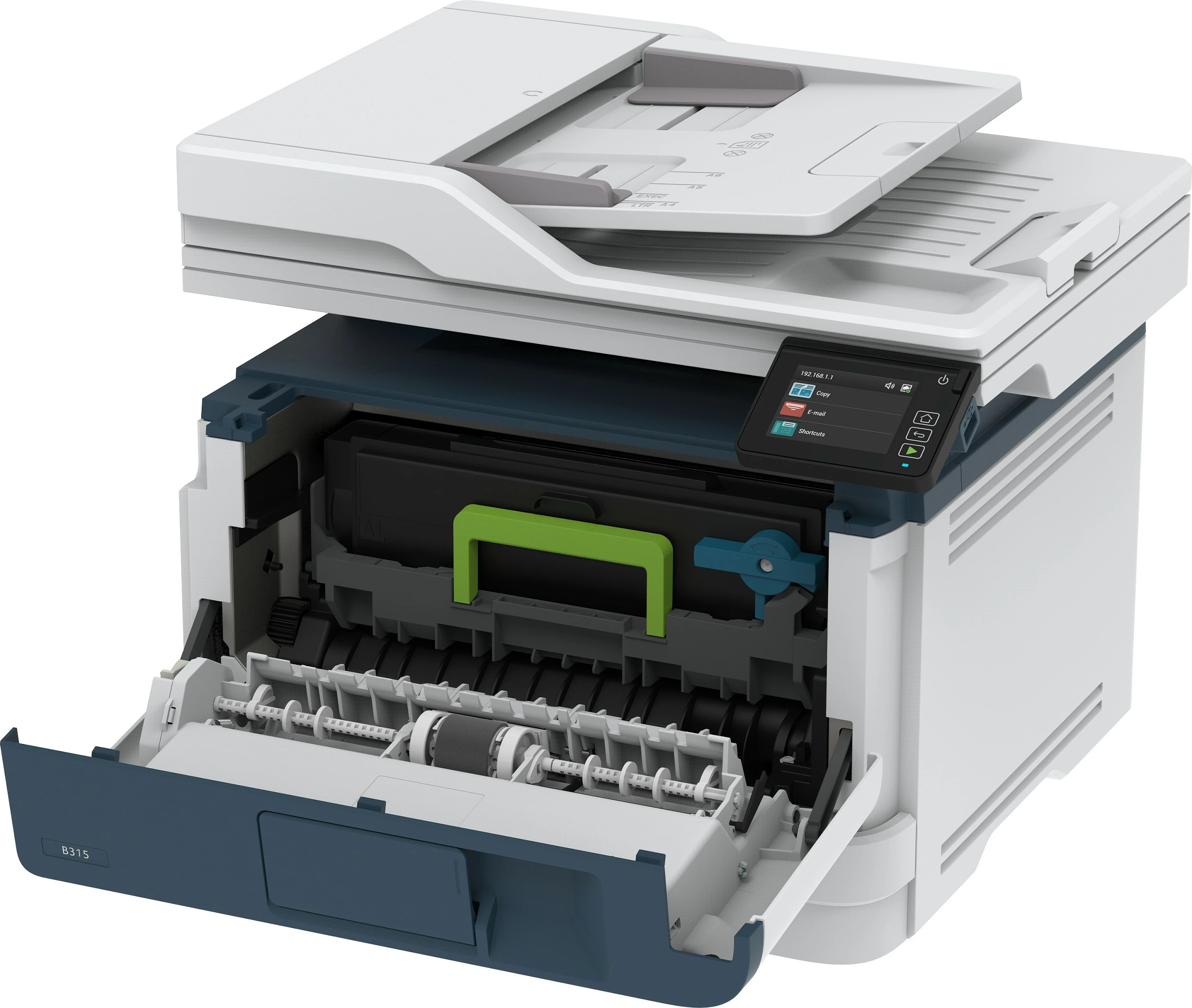Printer multifunksional Xerox B315, laser, mono, wireless, duplex, 2 kaseta, 350 fletë, A4, blu/bardhë