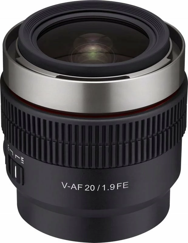 Objektiv Samyang V-AF 20mm F/1.9 (T1.9) për Sony FE, 72mm filter, i zi