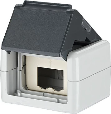 Kuti montimi sipërfaqësore METZ CONNECT 1309430003-E, IP44, për 2 module, 87 x 58 mm, gri