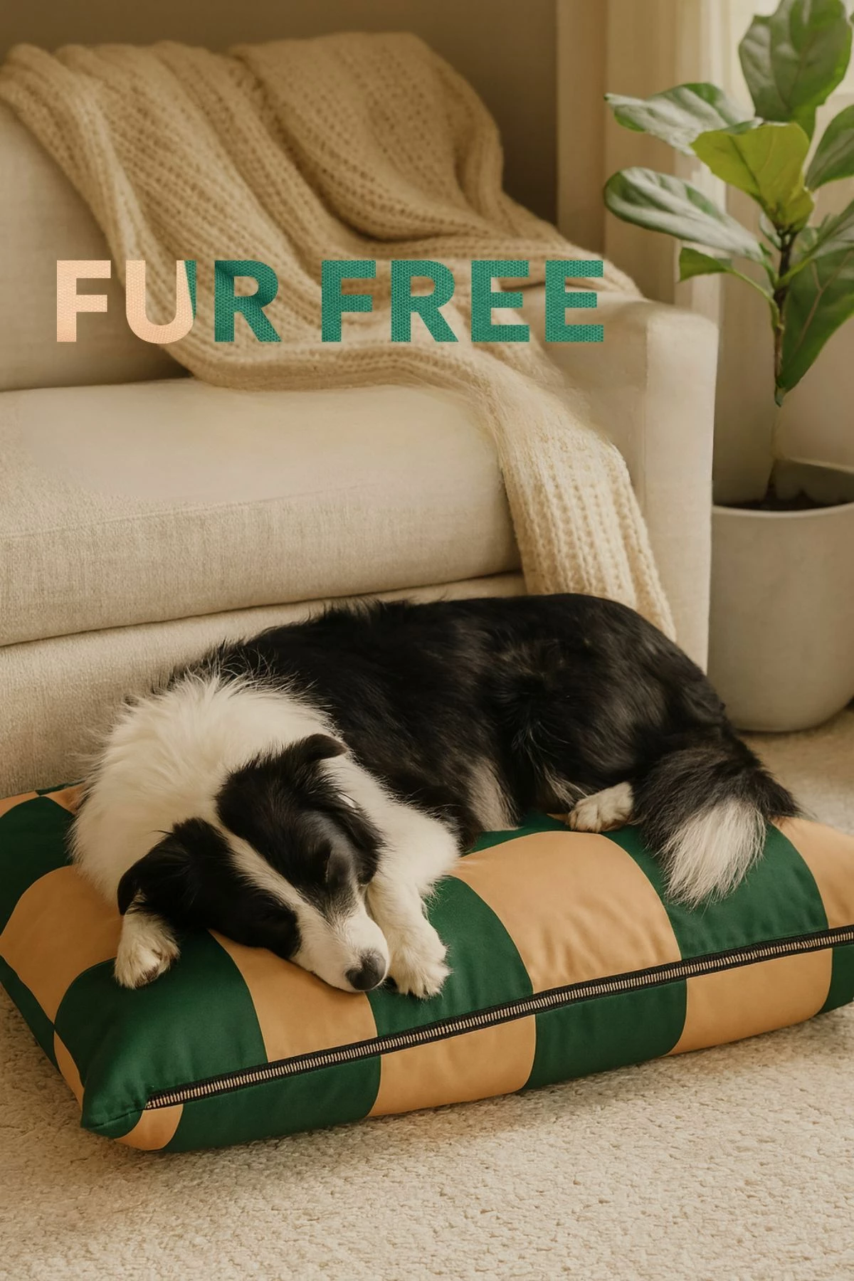 Shtrat për kafshë Paws & Whiskers, Fur Free, 64x88, ngjyrë e gjelbër dhe bezhë