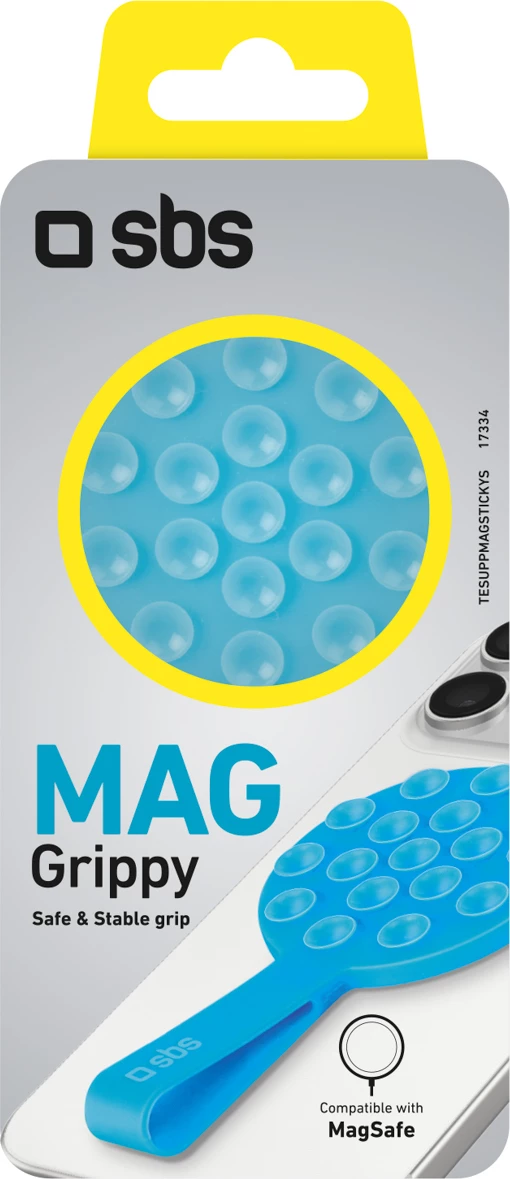 Mbajtës celulari SBS MAG Grippy MagSafe kompatibil, me kupë thithëse dhe unazë, blu