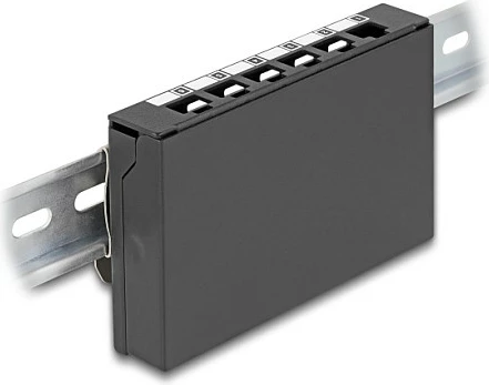 Panel bosh DeLOCK 6-port për module Keystone RJ, montim shinë DIN/Mur, metal, i zi
