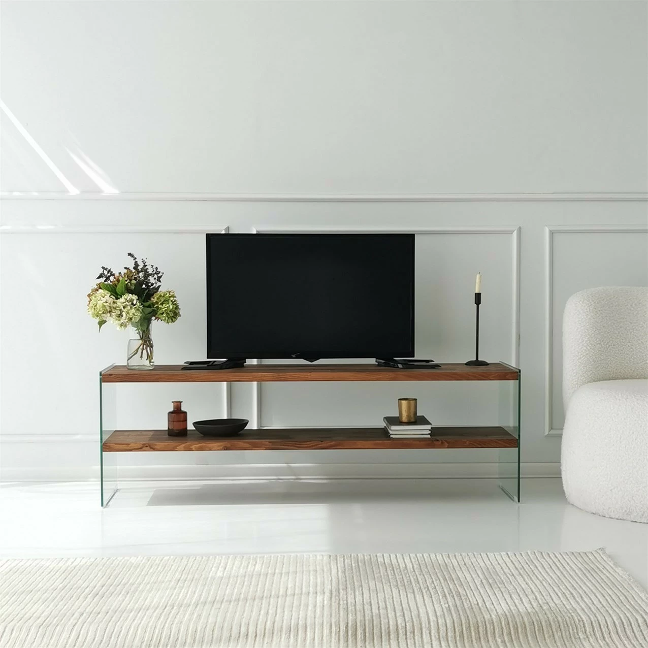 Komodë TV Hanah Home, Aqua TV, ngjyrë gështenjë