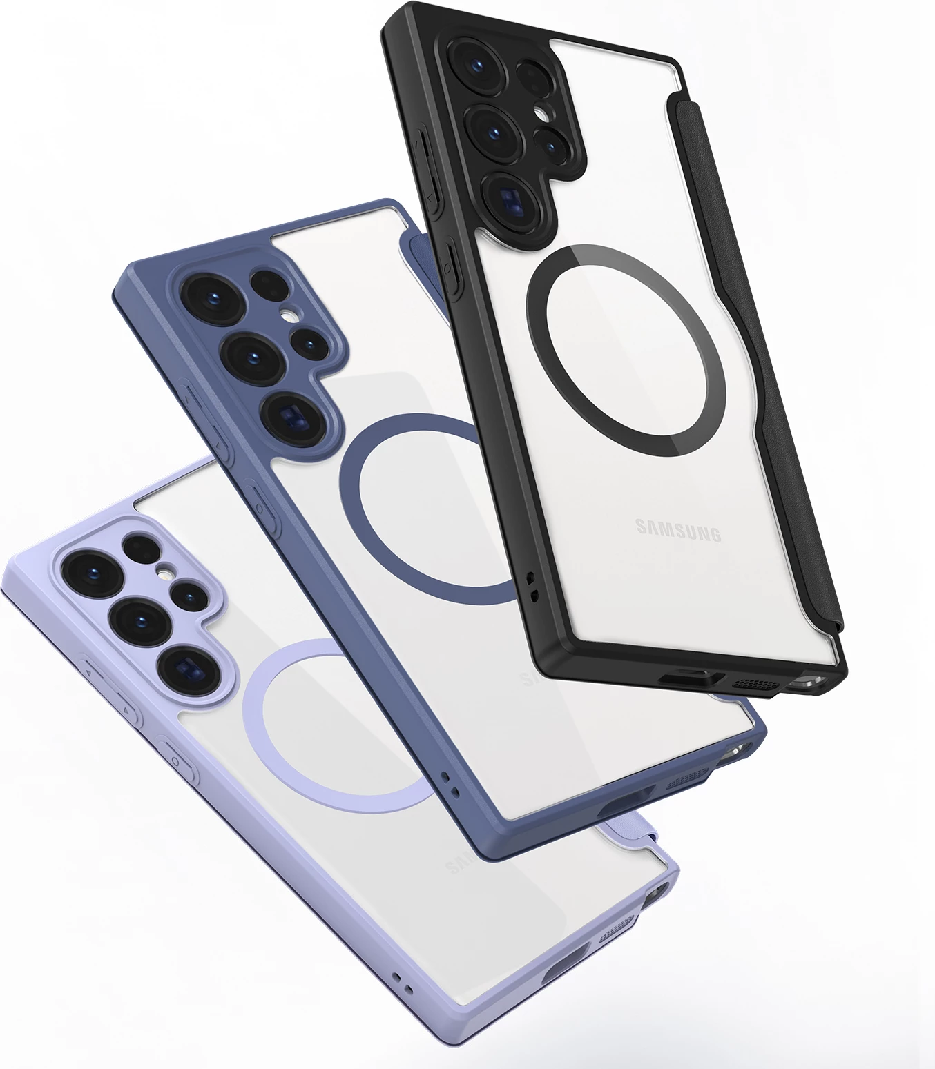 Mbështjellës Dux Ducis Skin X Pro për Samsung Galaxy S24 Ultra me unazë magnetike dhe kapak, e zezë