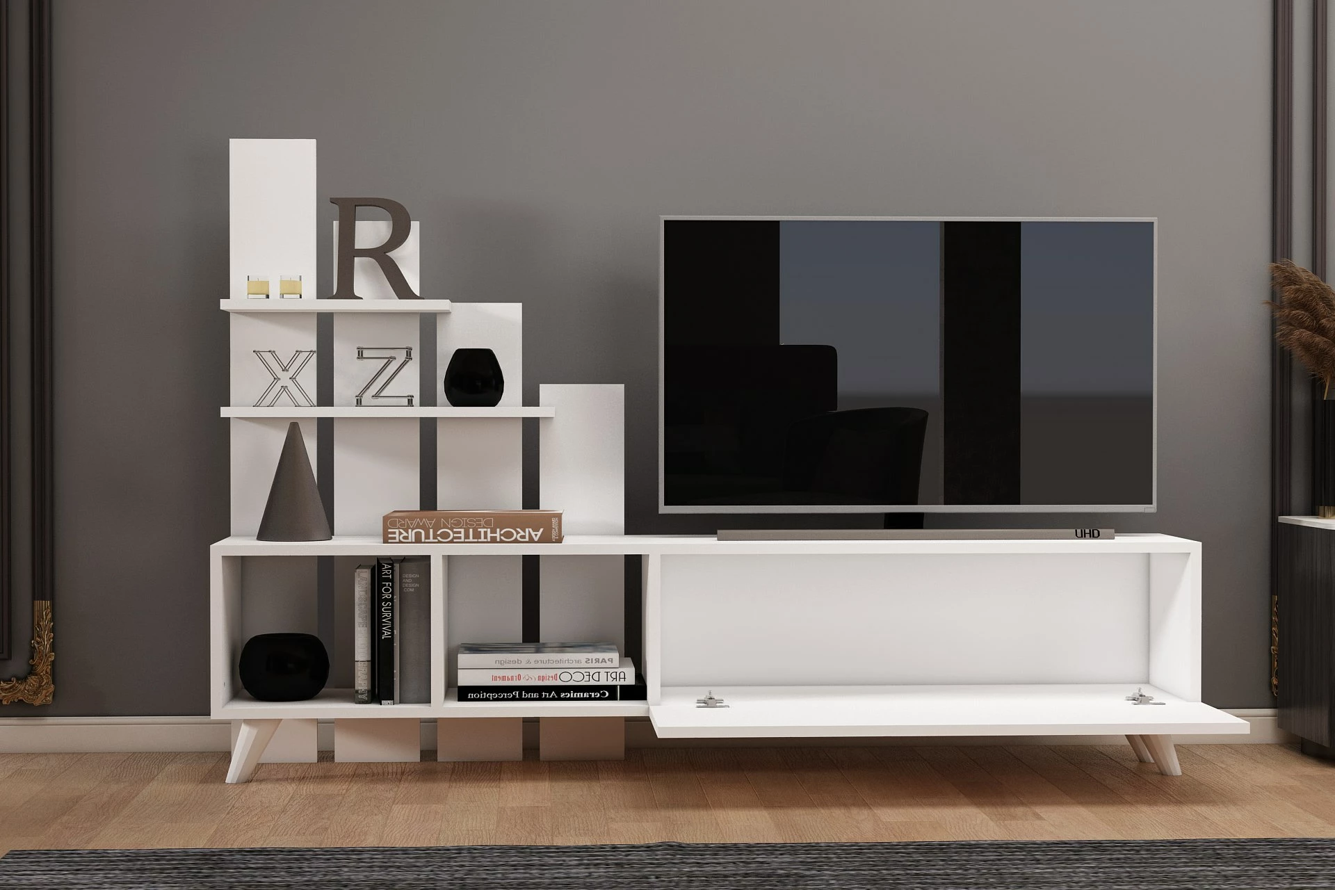 Komodë TV Hanah Home, Vale, e bardhë