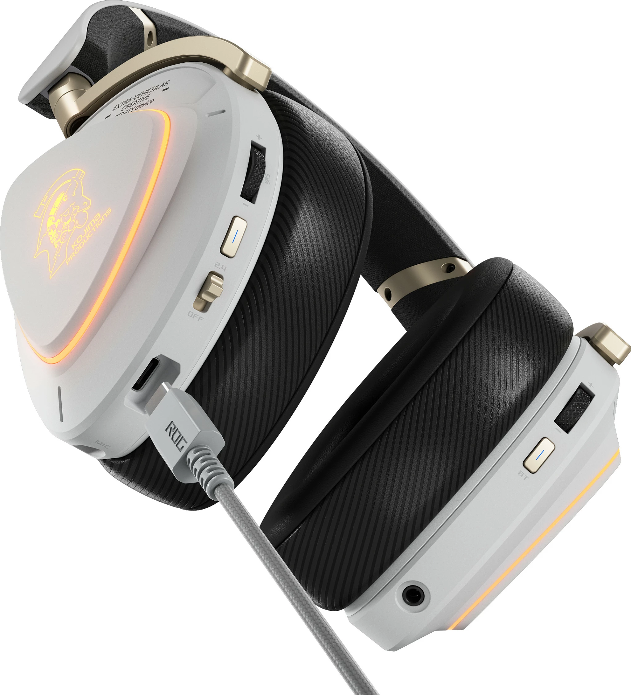 Kufje gaming ASUS ROG Delta II-KJP, wired & wireless, Bluetooth/2.4GHz, RGB, 3.5mm, bardhë/zi