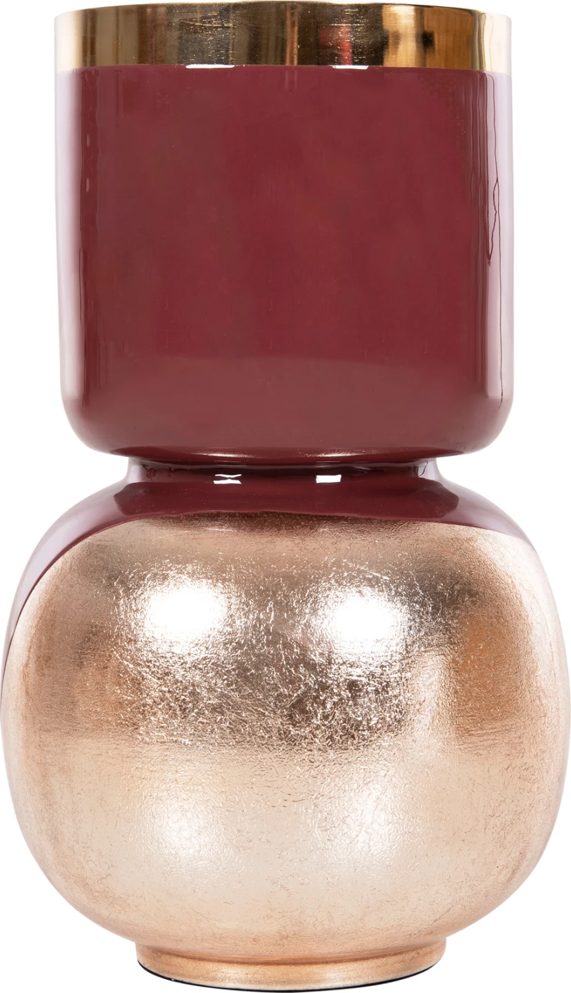 Vazo tavoline LINGON FH4233.06 metalike, ngjyrë qershie-ari perle, Φ21x37,5H cm