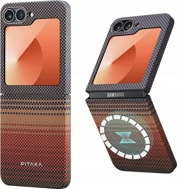 Mbështjellës Pitaka MagEZ Case 5 për Samsung Galaxy Z Flip 6, aramid fiber, 1.2 mm, MagSafe 5