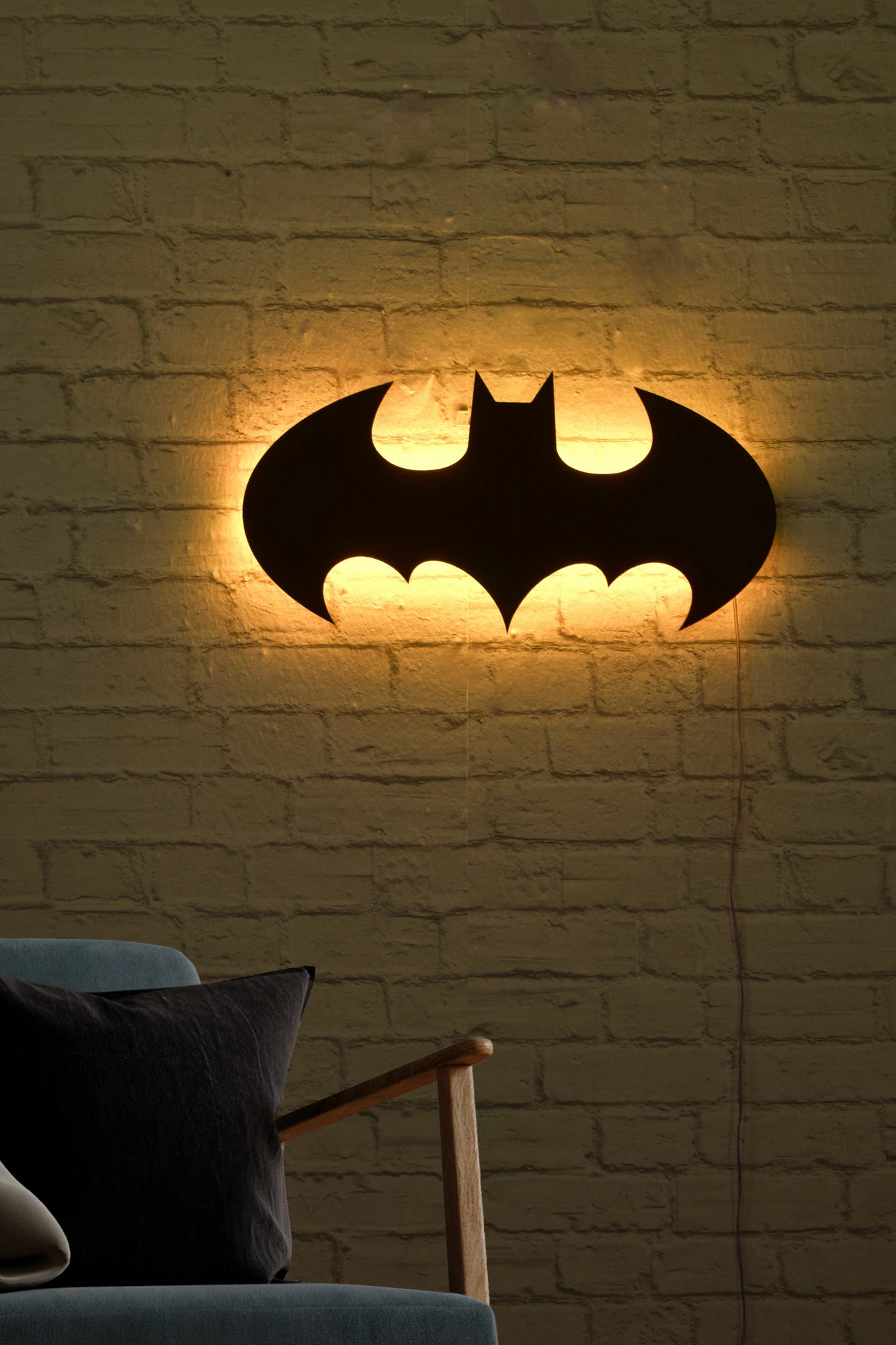Dritë dekorative LED Batman, ngjyrë e verdhë, 50x25cm