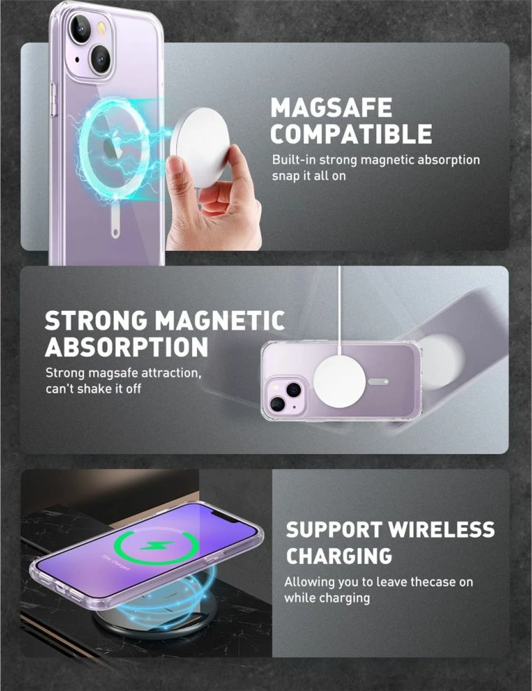 Mbështjellës Supcase UB Mag për iPhone 14 Plus, MagSafe, Transparent