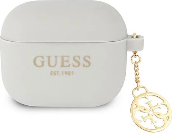 Mbështjellës Guess për AirPods 3, Charm 4G, silikon, gri