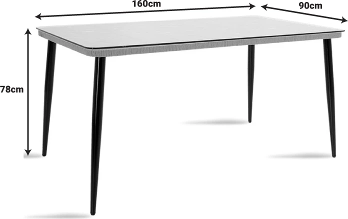Tavolinë me karrige Naoki-Tanish set prej 7 pjesësh metal zi-pe natyral-xham 160x90x78cm