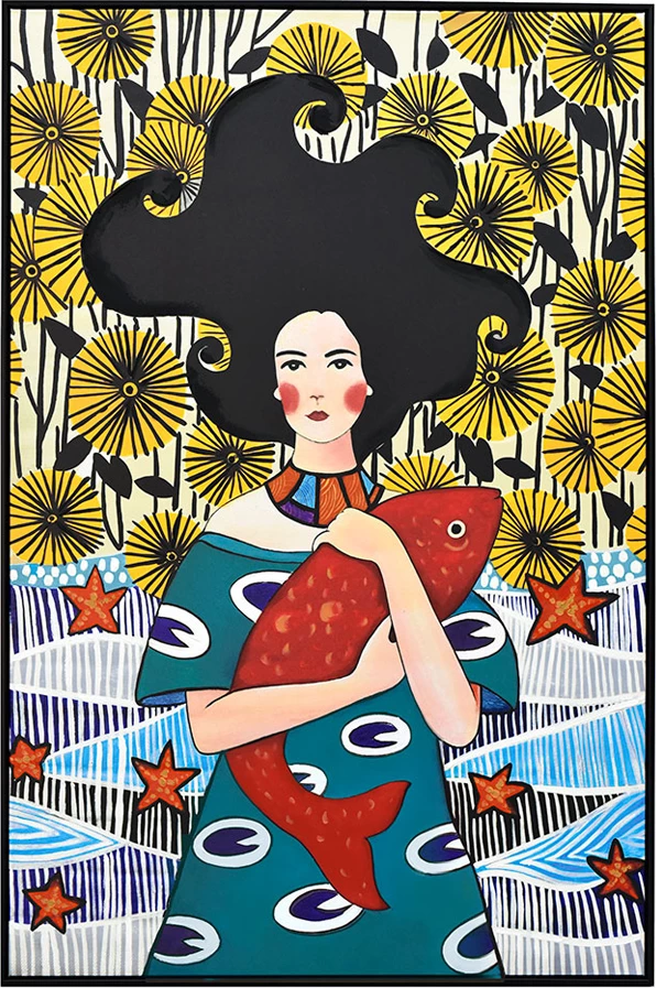 Pikturë dekorative Concern, shumëngjyrëshe, kornizë e zezë, kanavacë-dru, 80x120x5cm