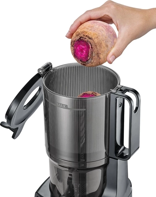 Shtrydhëse e ngadaltë CASO JuiceFit 3512 200 W, e zezë mat, set me 2 enë 800 ml