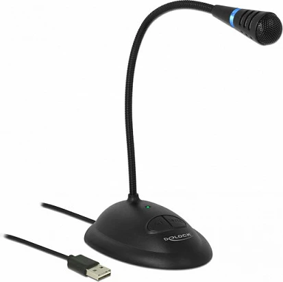 Mikrofon për PC DeLOCK 65871, USB-A, unidireksional, 16-bit/48 kHz, i zi