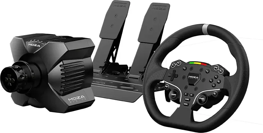 Set volani për sim racing Moza R3 Bundle RS074 për PC, 3.9 Nm, 28 cm, 22 butona, 2 pedale, i zi, set 3-në-1
