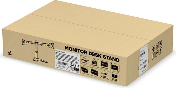 Mbajtëse monitori tavoline EQUIP 17"-32", për 2 monitorë, VESA 75x75/100x100, 8 kg për monitor, e zezë