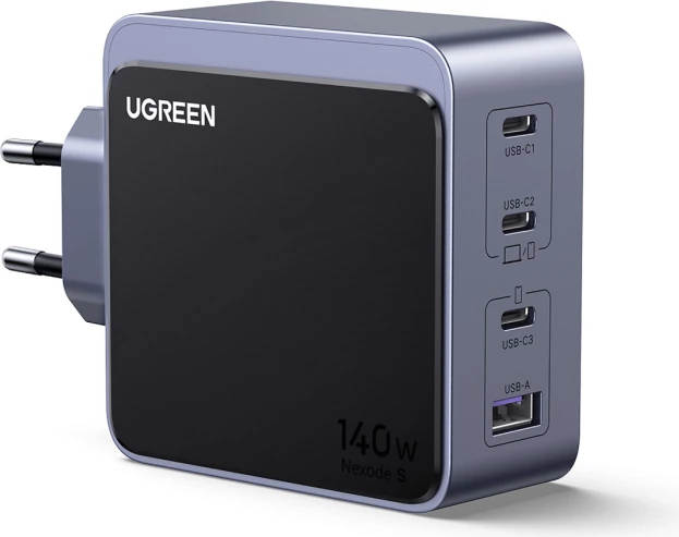 Karikues GaN UGREEN Nexode S 45575 140W, 3x USB-C + 1x USB-A, i zi/gri
