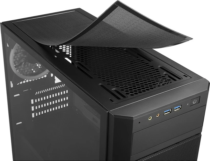 Kasë Sharkoon V1000 RGB, Micro Tower, micro ATX/Mini-ITX, e zezë, me ndriçim RGB