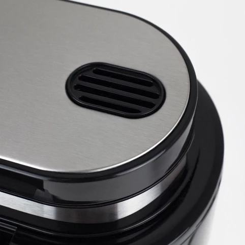 Aparat kafeje CASO Coffee Compact electronic 1848, 600W, 4 filxhanë, mulli burr, LCD me timer, filtër permanent, enë qelqi, çelik inox/zi