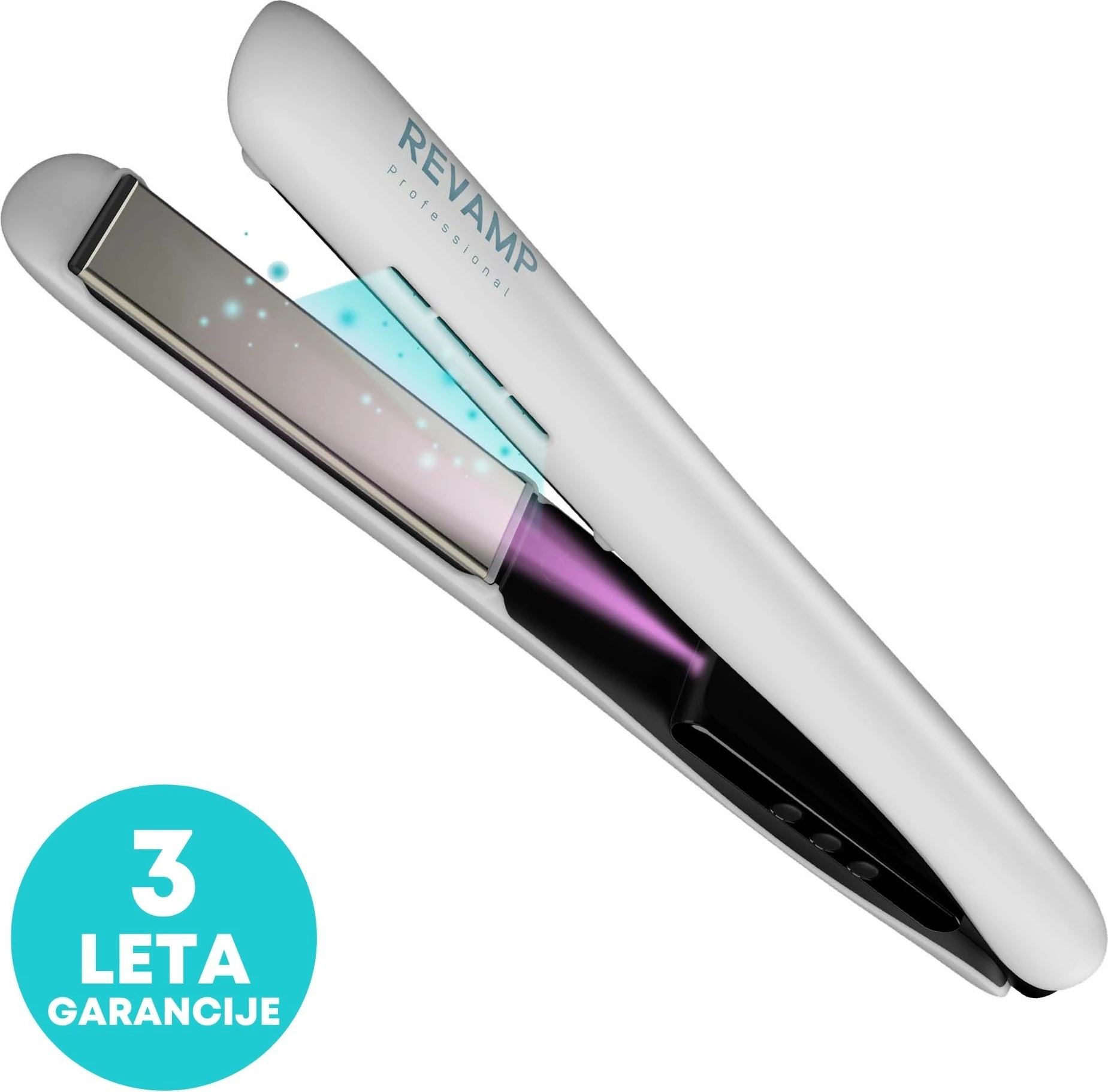 Hekur për flokë Revamp Progloss Ion Shine ST-1850, 130–210°C, teknologji infrared & ionike, e bardhë, me mat silikoni