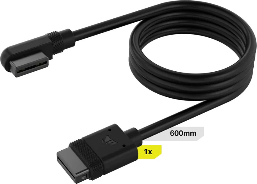 Kablo Corsair iCUE LINK Slim, 600mm, 90° angled, e zezë