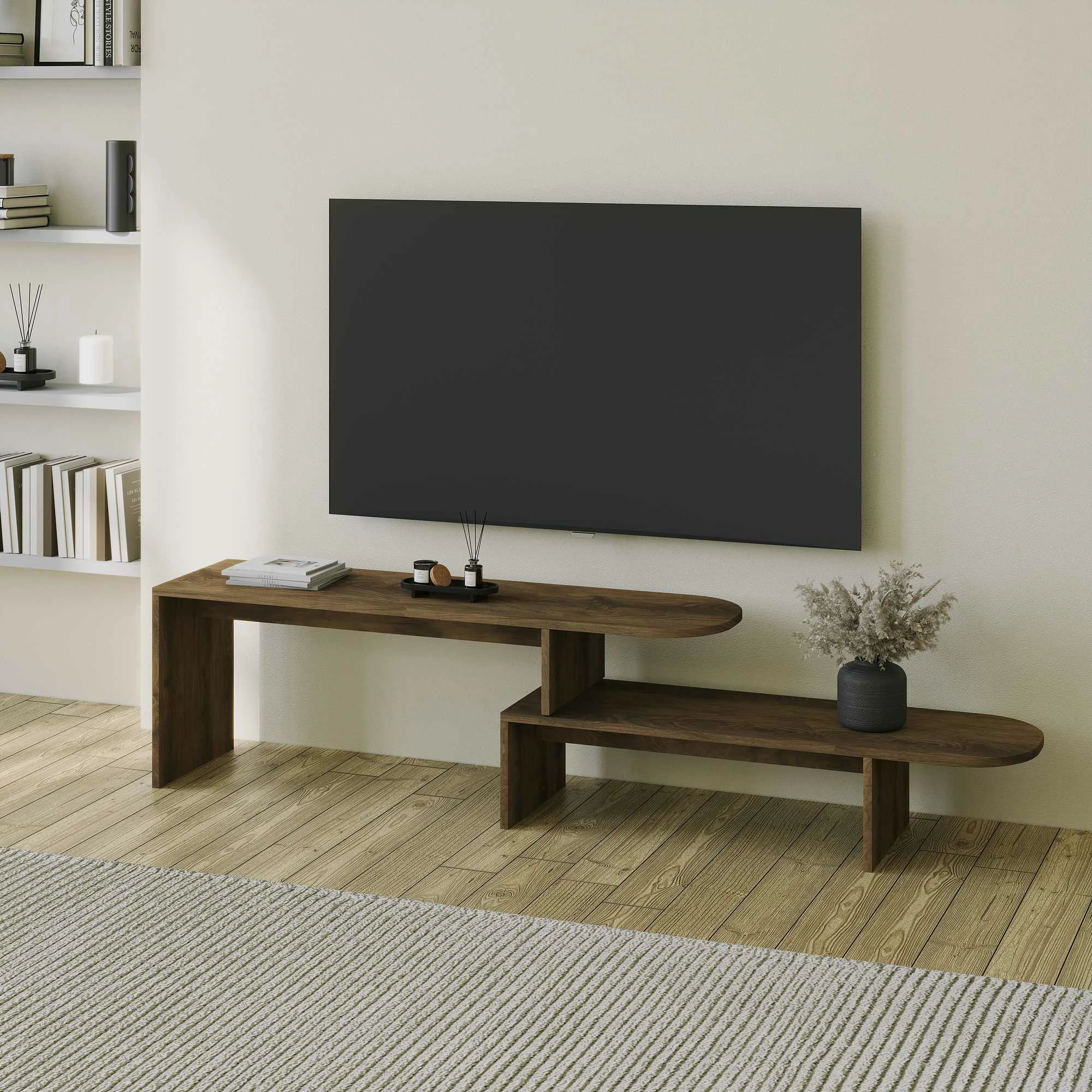 Komodë TV Skye Decor, Puzzle, ngjyrë arre